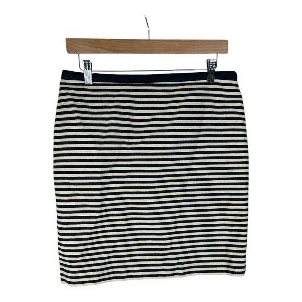 LOFT‎ Women's Navy & Ivory Striped Lined Pencil Skirt Size 6